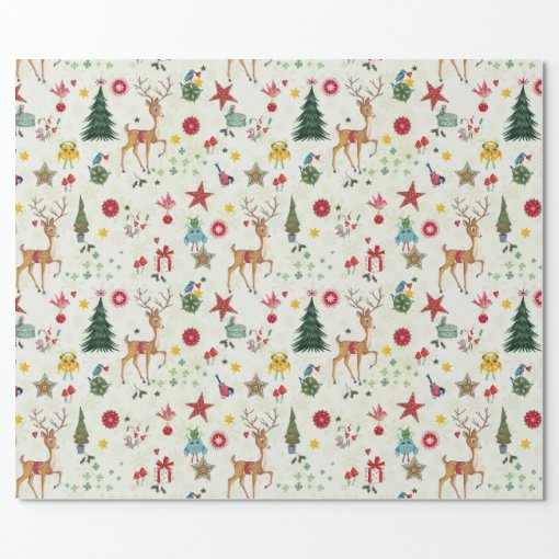 Christmas Deer | Name | Glossy Wrapping Paper | Zazzle