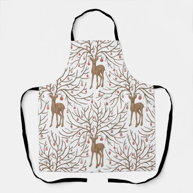 Christmas deer on white apron (Front)