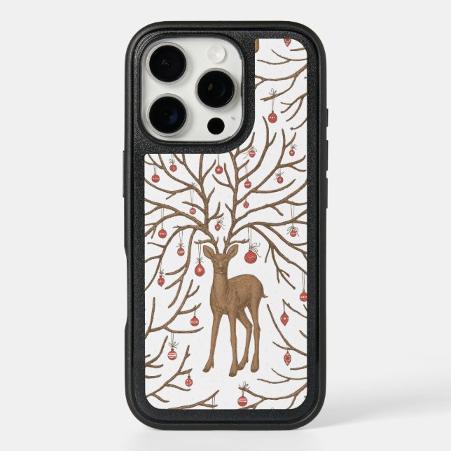 Christmas deer on white otterbox iPhone case (Back)