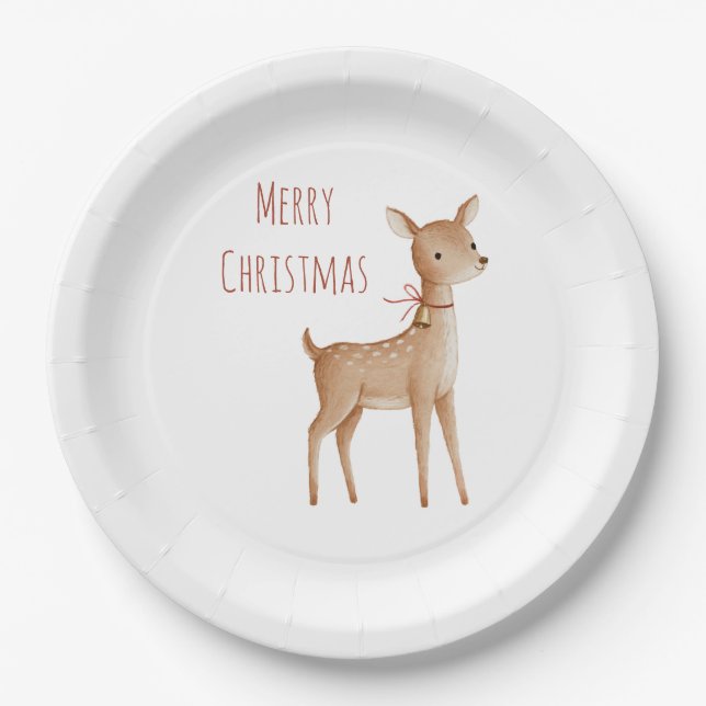 Christmas Deer Paper Plates (Front)