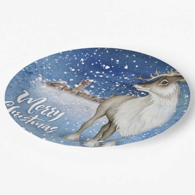 Christmas deer paper plates (Angled)