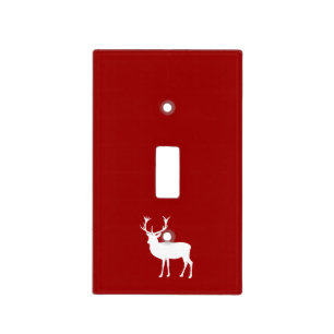 Christmas Deer Red and White Light Switch Cover