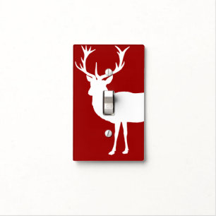 Christmas Deer Red and White Light Switch Cover