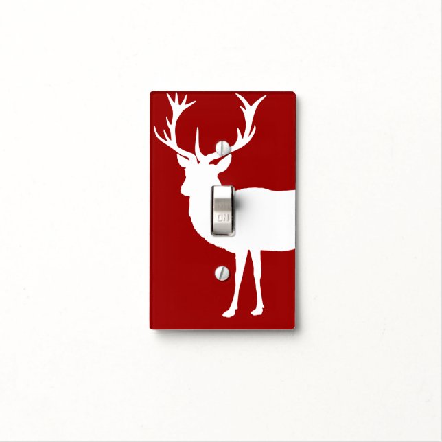 Christmas Deer Red and White Light Switch Cover (In Situ)