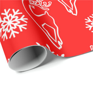 Christmas deer red pattern wrapping paper