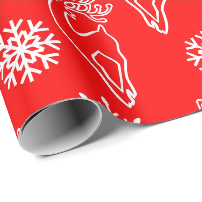 Christmas deer red pattern wrapping paper (Roll Corner)