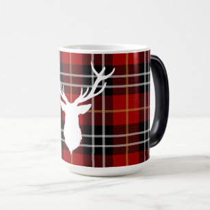Christmas Deer Red Plaid Festive Mug