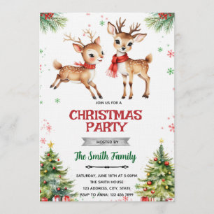 Christmas Deer reindeer invitation