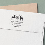 Christmas Deer Return Address Self-inking Stamp<br><div class="desc">A rustic-chic addition to your Christmas cards,  invitations and winter correspondence,  this woodland inspired return address stamp features two buck deer illustrations joined by a single snowflake.</div>