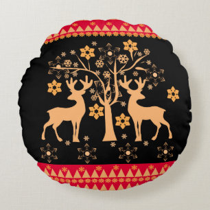Christmas deer round pillow