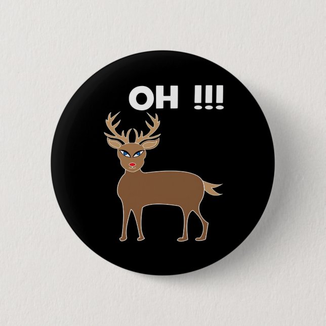 Christmas Deer Season Cute Festive Retro Style  Button (Front)