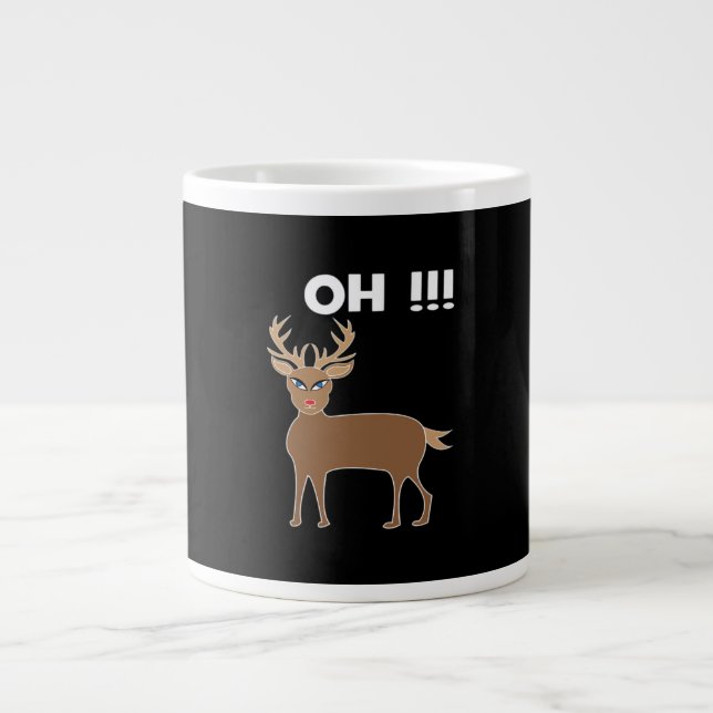 Christmas Deer Season Cute Festive Retro Style  Giant Coffee Mug (Front)