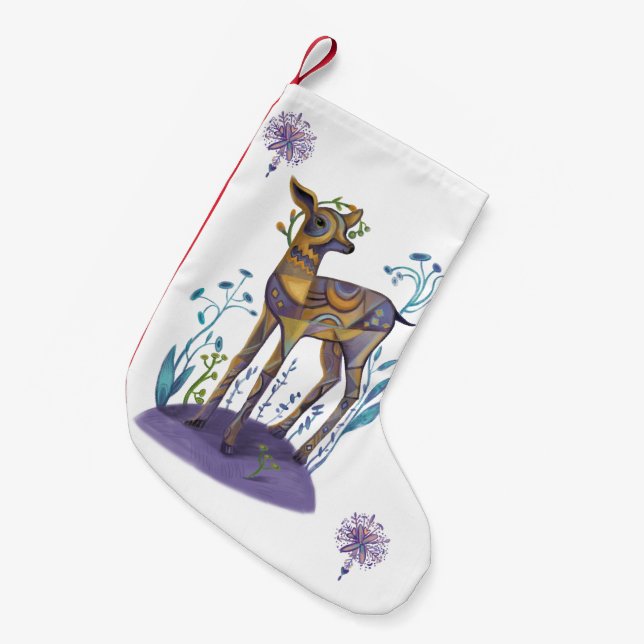 christmas  deer  small christmas stocking (Front (Hanging))