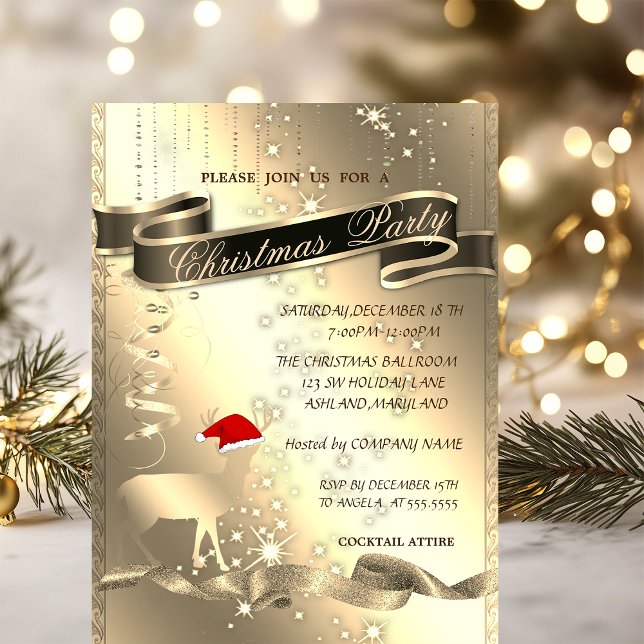 Christmas Deer,Sparkle,Christmas Company Party Invitation (Creator Uploaded)