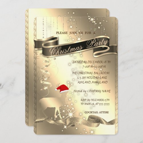 Christmas DeerSparkleChristmas Company Party Invitation