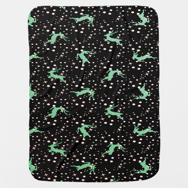 Christmas Deer Star Winter Pattern  Baby Blanket (Front)