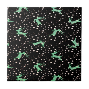 Christmas Deer Star Winter Pattern Ceramic Tile