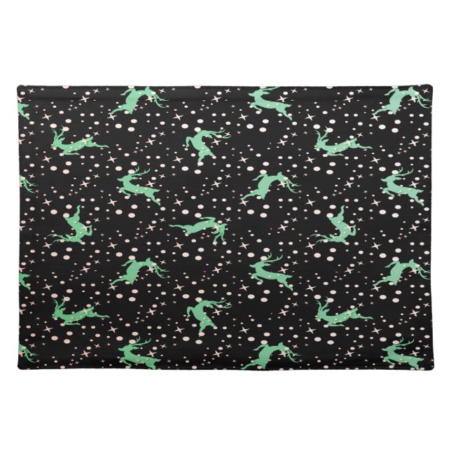 Christmas Deer Star Winter Pattern  Cloth Placemat (Front)