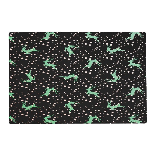 Christmas Deer Star Winter Pattern  Placemat (Front)