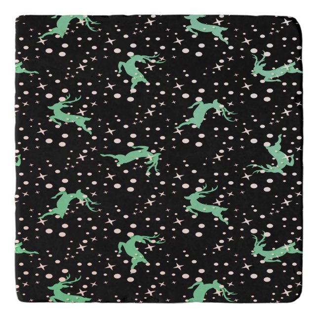 Christmas Deer Star Winter Pattern  Trivet (Front)
