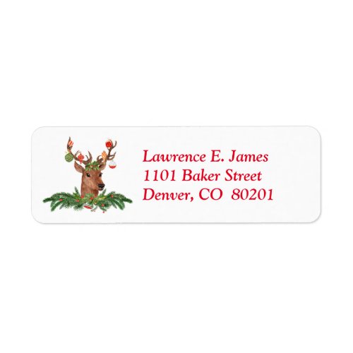 Christmas Deer Tree Bulb Label