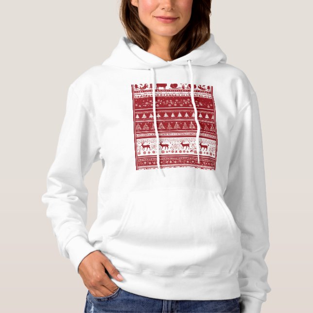 Christmas deer ,trees and snow hoodie for women  (Front)