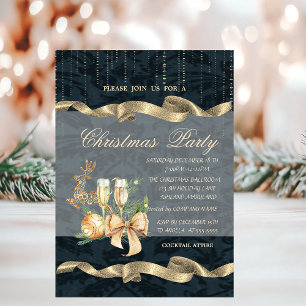 Christmas Deer,Wine Glass,Ball Christmas Party Invitation
