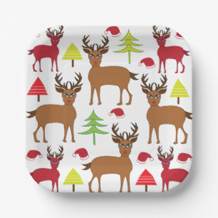 Christmas Deer Winter Holiday  Paper Plates