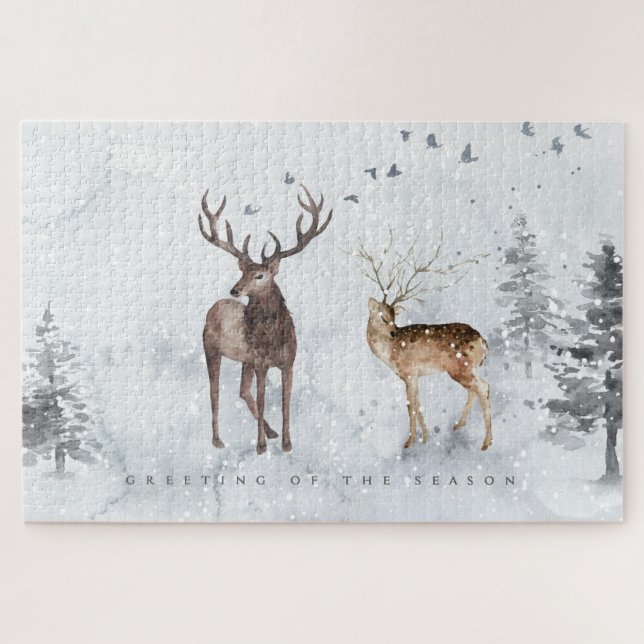Christmas Deer winter landscape Jigsaw Puzzle (Horizontal)
