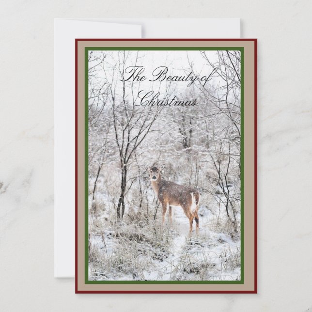 Christmas Deer Winter Scene Script Holidays Name Holiday Card (Front)
