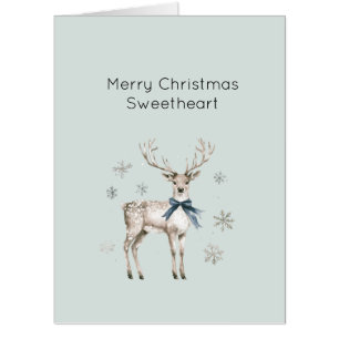 Christmas Deer Winter Snowflakes Sweetheart Card