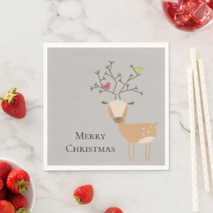 Christmas Deer with Birds Napkins