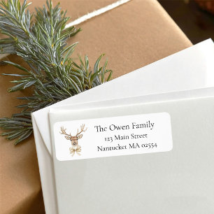 Christmas Deer with Bow Return Address Label