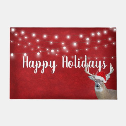 Christmas Deer With Lights  Doormat