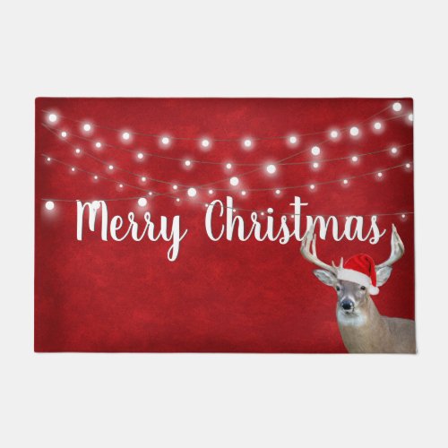 Christmas Deer With Lights  Doormat