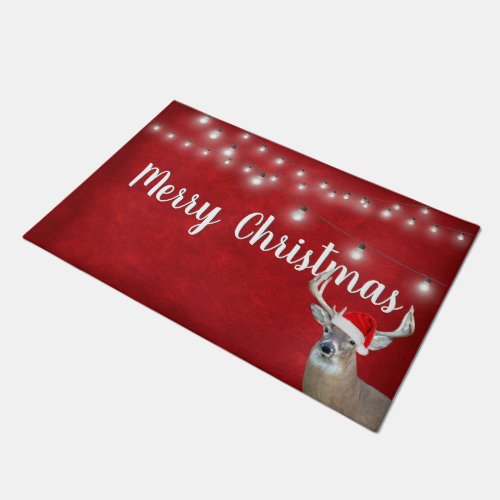 Christmas Deer With Lights  Doormat