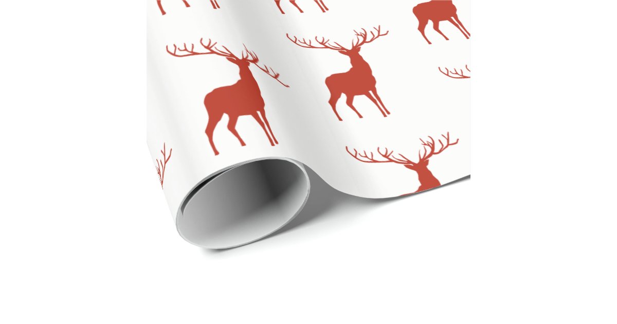 Christmas Reindeer Wrapping Paper With Tag, Scandinavian Woodland