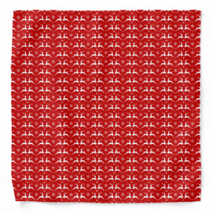 Christmas Deers and Snowflakes Red & White Pattern Bandana
