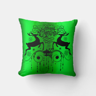 Christmas Deers Slhouettes Decorative Throw Pillow