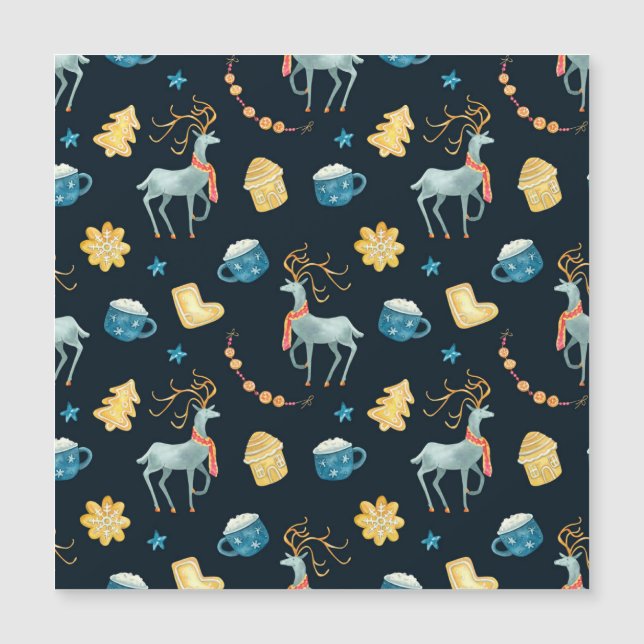 Christmas Deers: Watercolor Seamless Pattern (Front)