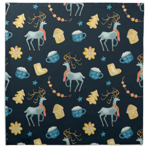 Christmas Deers: Watercolor Seamless Pattern Cloth Napkin