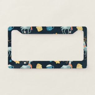 Christmas Deers: Watercolor Seamless Pattern License Plate Frame