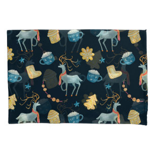 Christmas Deers: Watercolor Seamless Pattern Pillow Case
