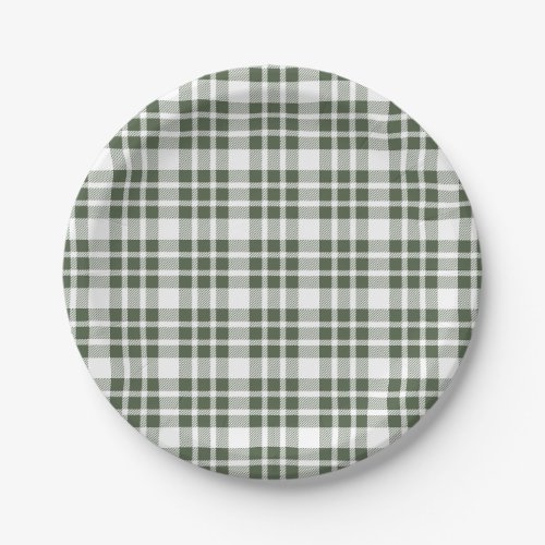 Christmas Definition Holiday Green Plaid Paper Plates