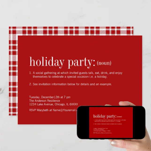 Christmas Definition Holiday Party Invitation Zazzle