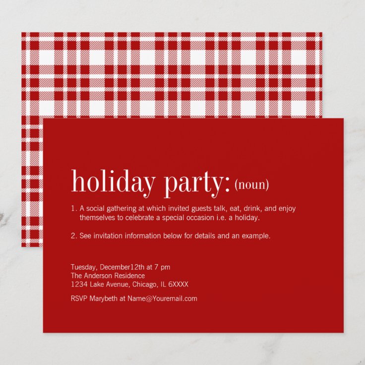Christmas Definition Holiday Party Invitation Zazzle