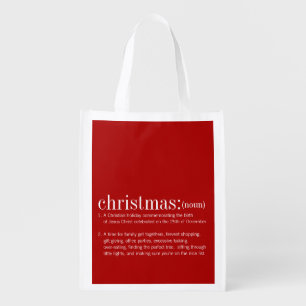 Christmas Definition Holiday Red Grocery Bag