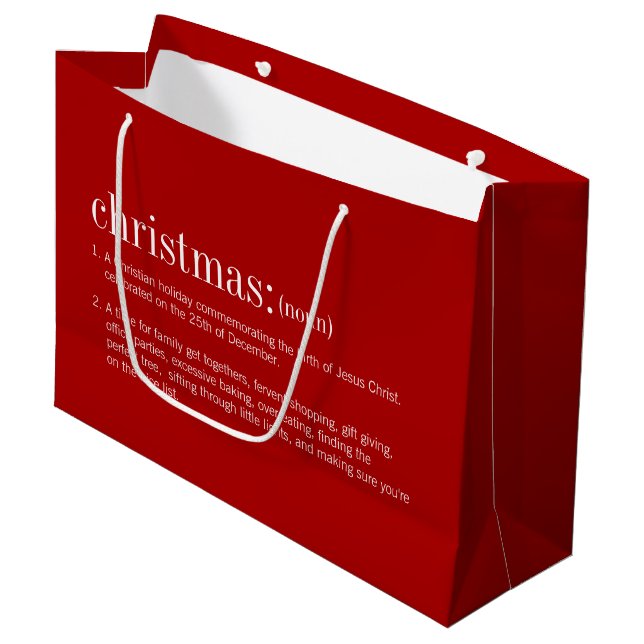 Christmas Definition Holiday Red Large Gift Bag (Front Angled)