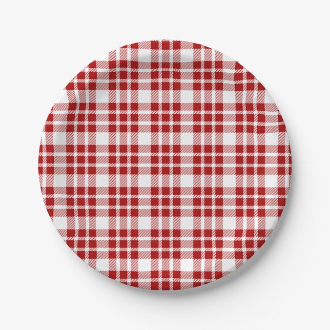 Christmas Definition Holiday Red Plaid Paper Plates (Front)