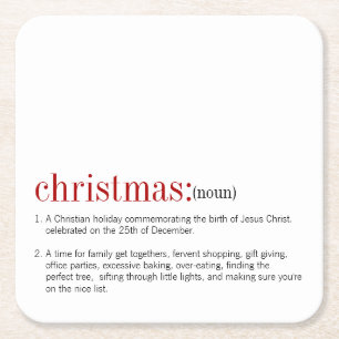 Christmas Definition Holiday Square Paper Coaster